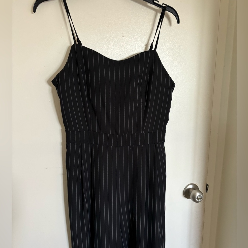 Striped Wide Leg Jumpsuit with Lace Up Back + Built in Bra (size medium)